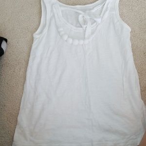 LOFT white tanktop blouse with decorative neck